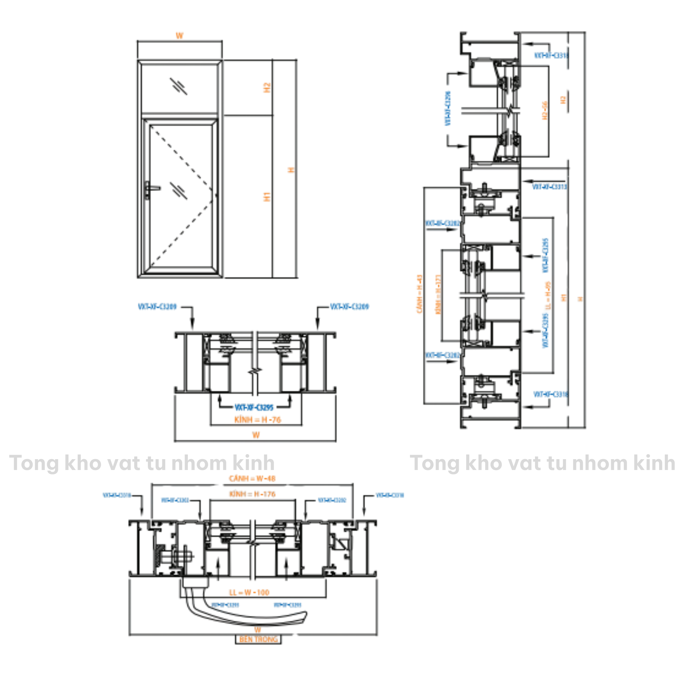 CỬA SỔ MỞ NGOÀI HỆ 55 CÓ FIX (NỐI KHUNG)