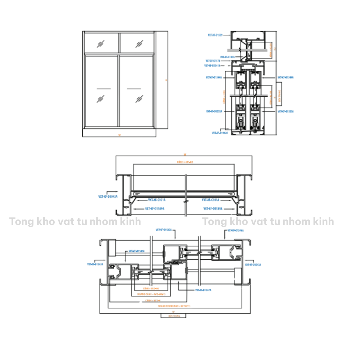 CỬA 2 CÁNH MỞ TRƯỢT HỆ 93 CÓ FIX
