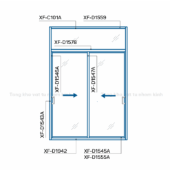 HỆ CỬA ĐI TRƯỢT XTDA 93 DÀY T=1.2MM