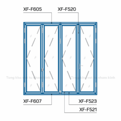 HỆ CỬA ĐI XẾP TRƯỢT XTDA 63